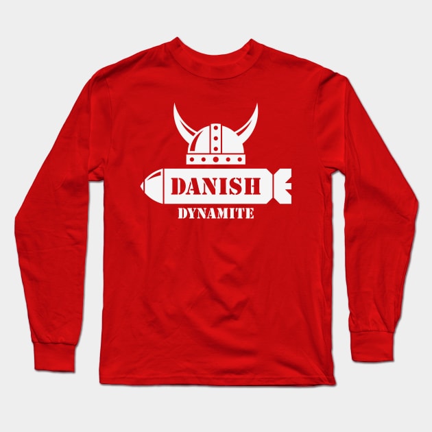 Danish Dynamite (Denmark / Football / Viking / Missile / White) Long Sleeve T-Shirt by MrFaulbaum